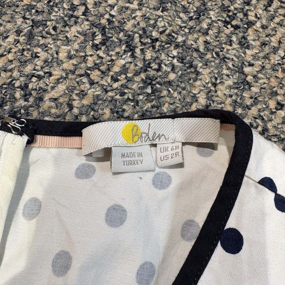 Boden Cotton Navy & White Polka Dot Sleeveless Dress Classic Preppy Look Size 2R - Picture 3 of 8